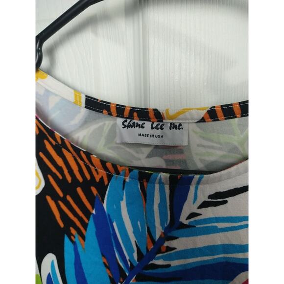 Shane Lee Inc Woman L* Blouse Tropical Hawaiian 3/4 Sleeve Stretch Vac Casual - Picture 5 of 8